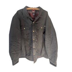 Dickies Jacket Men Black Canvas Flannel Lined‎ Snap Up Outdoor Work Coat 3X
